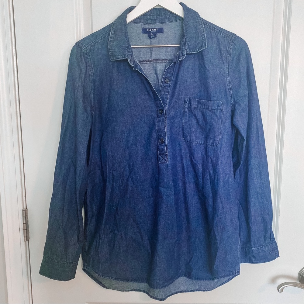 Denim half button shirt